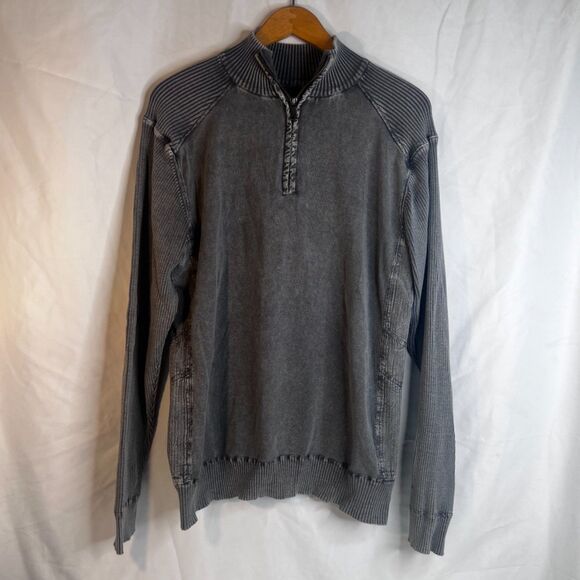 BKE Standard Fit 1/4 Zip Mock Neck Sweater Pullover Ribbed Size XL Gray Casual - Picture 9 of 10